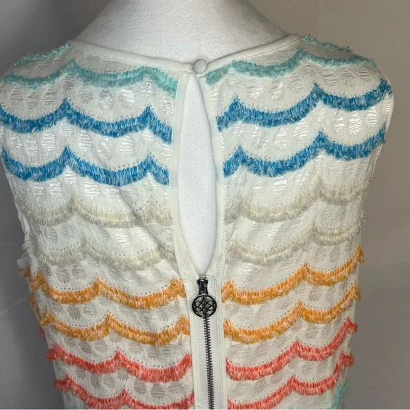 Antonio Melani Sleeveless sheath dress Rainbow scalloped fringe and lace‎ Size 6 - Picture 7 of 8